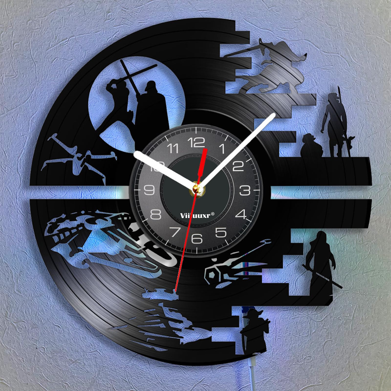 Viiluuxr Vinyl Record LED Wall Clock 12 Inch Mood Light Neon Clock